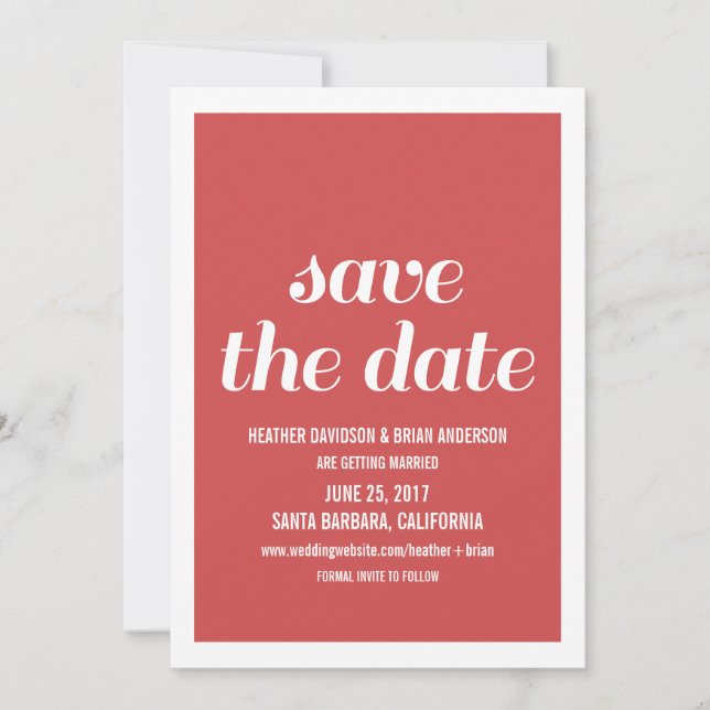 Charm Save the Date Invite, Red (Front)