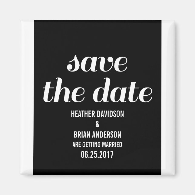 Charm Save the Date Magnet, Black Magnet (Front)