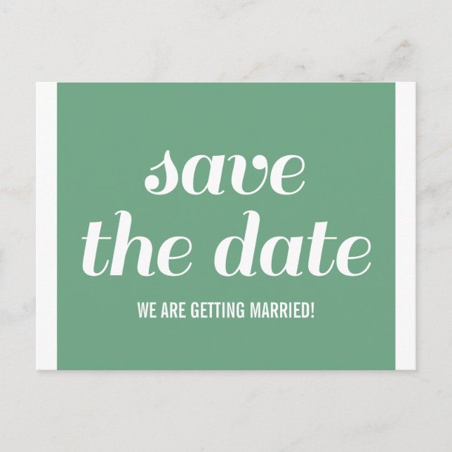 Charm Save the Date Postcard, Green Announcement Postcard (Front)