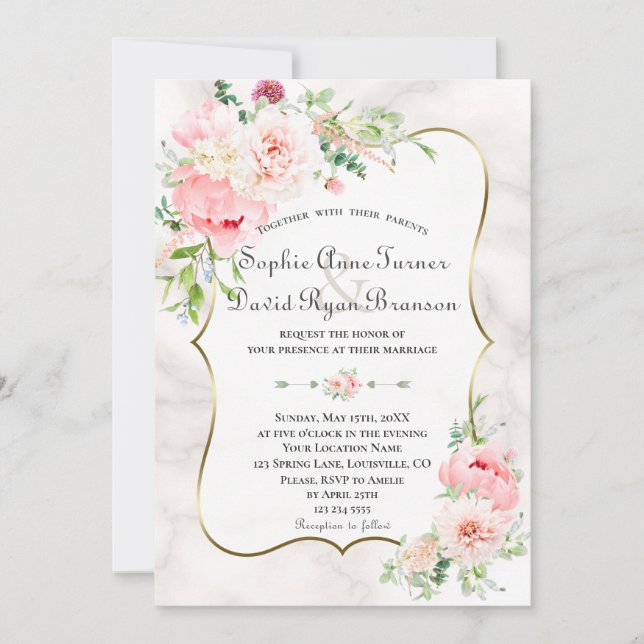 Charm Spring Garden Flowers Bloom Wedding Invitation (Front)