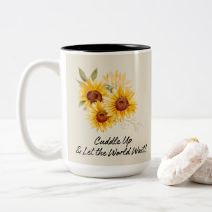 Charm Sunflowers With Quote Two-Tone Coffee Mug