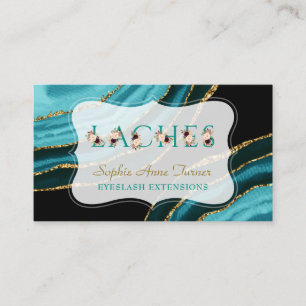Charm Turquoise Agate Gold Floral Letter Laches Business Card