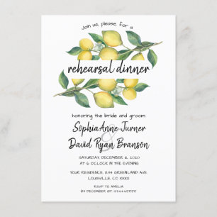 Charm Watercolor Lemon Tropical Rehearsal Dinner Invitation