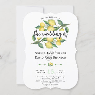 Charm Watercolor Lemon Tropical Wedding Invitation