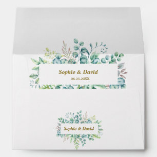 Charm Watercolour Eucalyptus Leaves Return Address Envelope