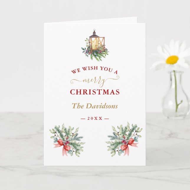 Charm We Wish You A Merry Christmas Wreath  Card (Small Plant)