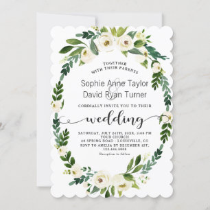 Charm White Blooming Floral Handwriting Wedding Invitation