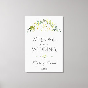 Charm White Cream Floral Welcome Wedding Sign
