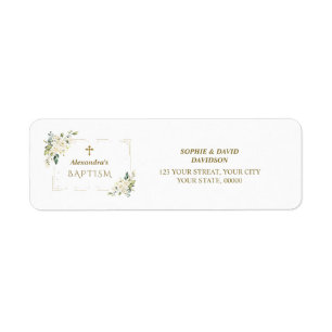 Charm White Floral Monogram Return Address Label