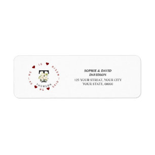 Charm White Floral Monogram Return Address Label