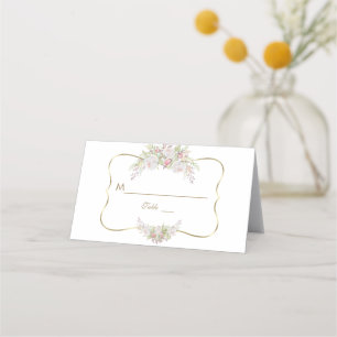 Charm White Flowers Gold Wedding Table Number Place Card