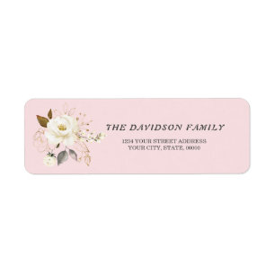 Charm White Gold Floral Baptism Return Address