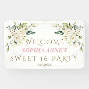 Charm White Ivory Floral Sweet !6 Welcome Sign