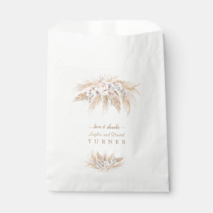 Charm White Orchid Blus Roses Pampas Grass Wedding Favour Bags