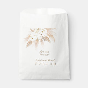 Charm White Roses Pampas Grass Wedding Favour Bags