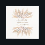 Charm White Roses Pampas Grass Wedding Napkins<br><div class="desc">Unique and elegant design featuring watercolour pink blush roses,  white orchid,  desert pampas grass dried leaves,  on a white background. Use Personalise tool to add your info. For matching items,  please,  visit my Pampas Grass Floral Collection.</div>