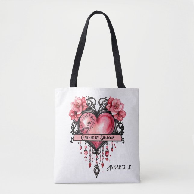 Charmed by Shadows Heart Tote Bag (Front)