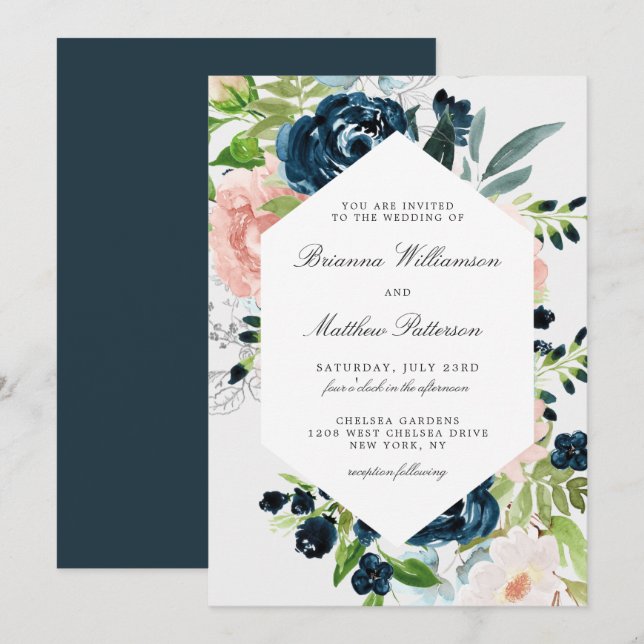 Charmed Watercolor Floral Wedding Invitation (Front/Back)