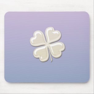 Charming adorable chic pearl lucky shamrock mouse mat