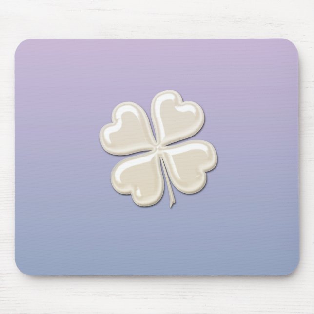 Charming adorable chic pearl lucky shamrock mouse mat (Front)