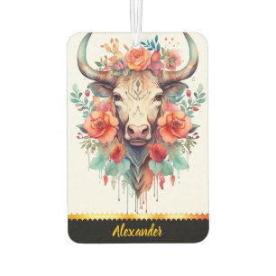 Charming air freshener with floral cow design