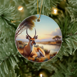 Charming American Antelope Animal Keepsake Ceramic Tree Decoration