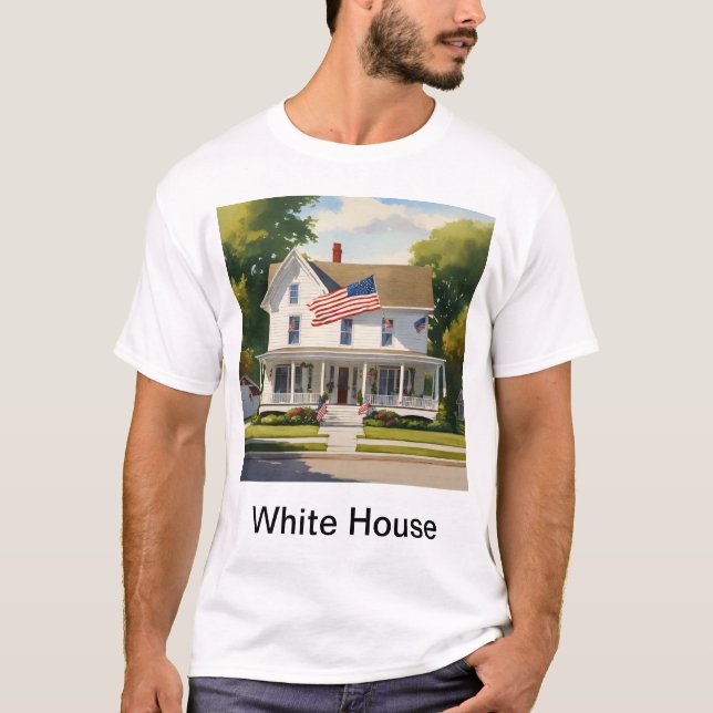 Charming American-Style Home in Picturesque Suburb T-Shirt (Front)