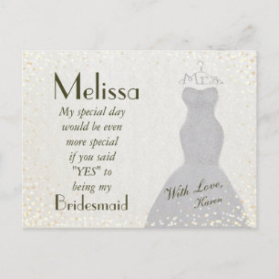 Charming and Fun Bridesmaid Invitation Postcard