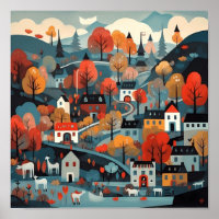 Charming And Quaint Scandi Village Art