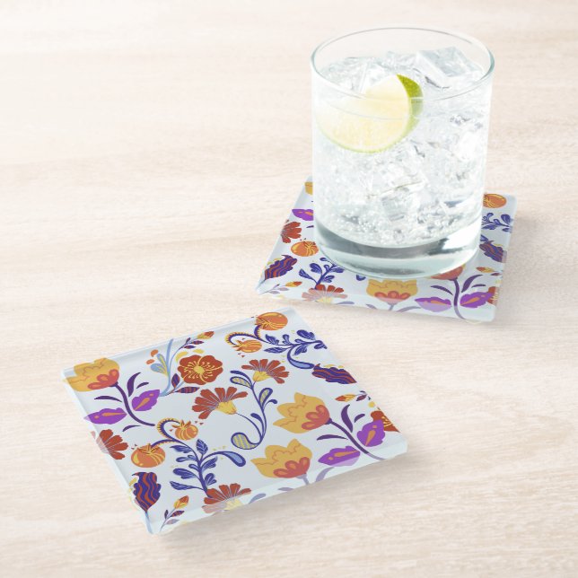 Charming And Vibrant Modern Floral Coaster (Angled)