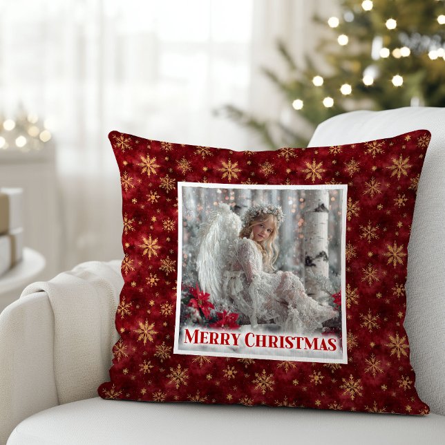 Charming Angel Red Gold Kids Room Decor Best Xmas Cushion (Charming Angel Red Gold Kids Room Decor Best Christmas Pillow

)