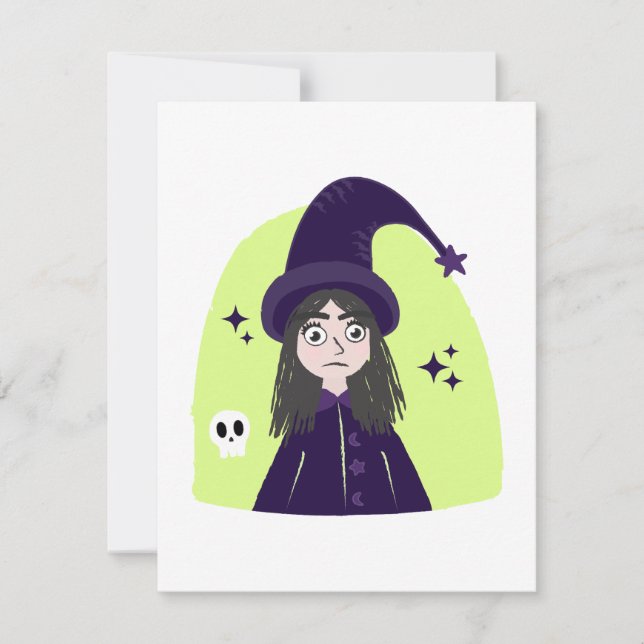 Charming Angry Cute Witch Card (Front)