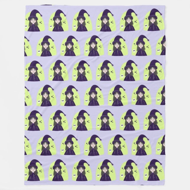 Charming Angry Cute Witch Fleece Blanket (Front)