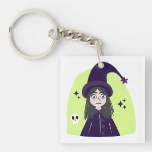 Charming Angry Cute Witch Key Ring