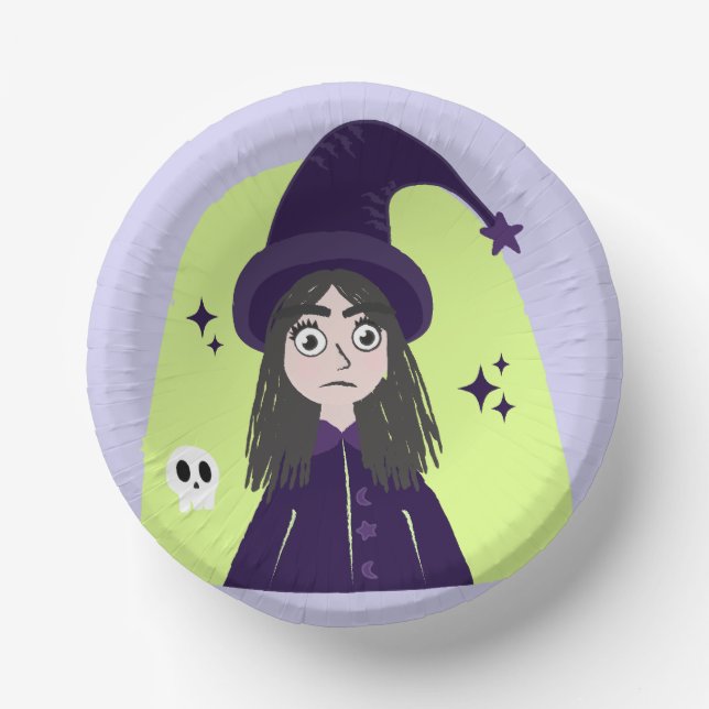 Charming Angry Cute Witch Paper Plate (Front)