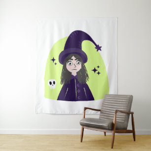 Charming Angry Cute Witch Tapestry
