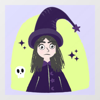 Charming Angry Cute Witch Window Cling