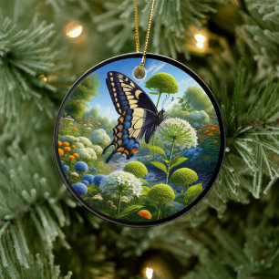 Charming Anise Swallowtail Butterfly Ceramic Tree Decoration