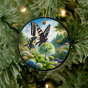 Charming Anise Swallowtail Butterfly Ceramic Tree Decoration