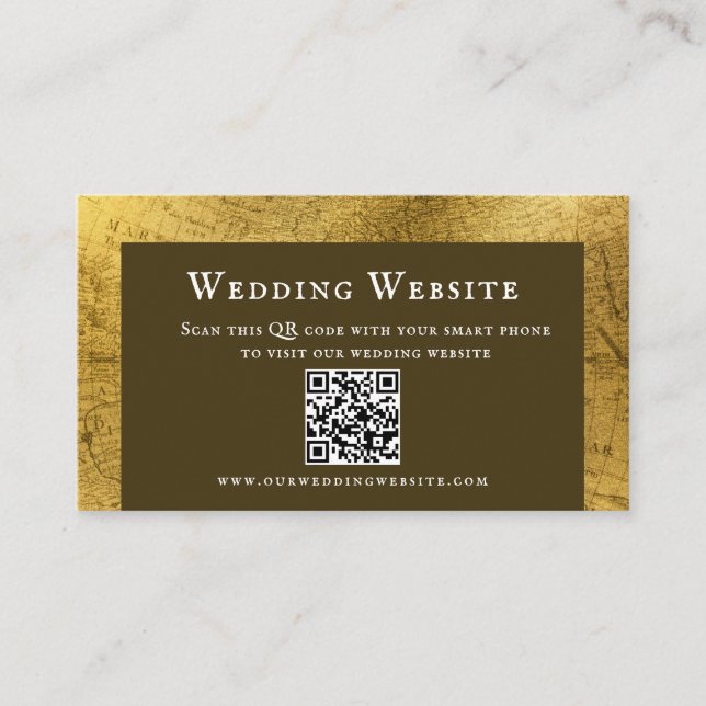 Charming Antique Gold Wedding Enclosure Card (Front)