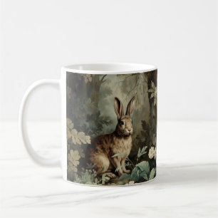 Charming Antique Hare in Lush Forest Coffee Mug