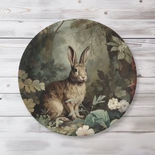 Charming Antique Hare in Lush Forest  Paper Plate