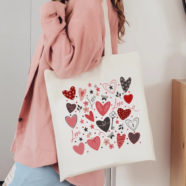 Charming Artistic Love Hearts Tote Bag (Creator Uploaded)