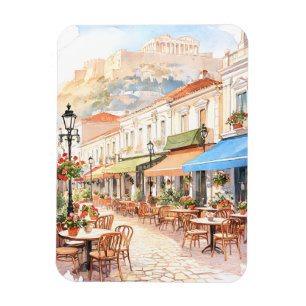 Charming Athens Greece Street Watercolor Magnet