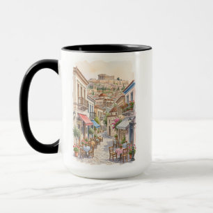 Charming Athens Greece Street Watercolor Mug