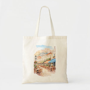 Charming Athens Greece Street Watercolor Tote Bag