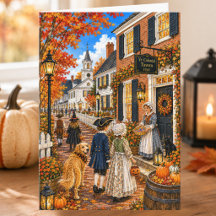 Charming Autumn Colonial Village Happy Halloween