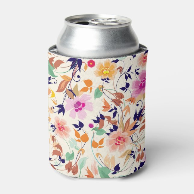 charming autumn coloured floral can cooler (Can Front)