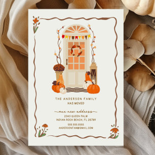 Charming Autumn Door Moving Announcement Postcard