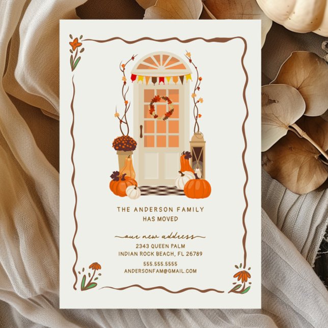 Charming Autumn Door Moving Announcement Postcard (Creator Uploaded)
